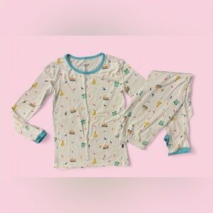 KYTE Baby Birthday Print Pajama Set Bamboo Long Sleeve Top Pants | Size 7